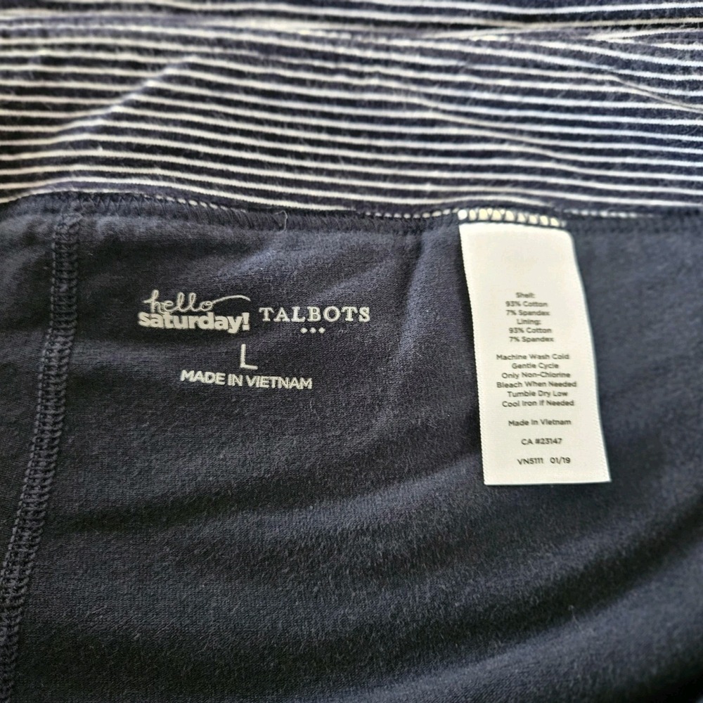 Talbots hello Saturday Navy  White Striped Pull On Skort Large Cotton - Picture 6 of 8